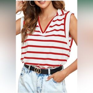 Amazon Red and White Striped Tank Top